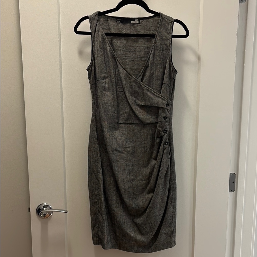 Moschino Gray Asymmetrical Sheath Dress